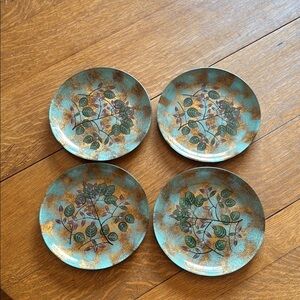 Pier 1 Turquoise and Brown Leaf Plates